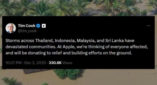 Apple's Tim Cook Pledges Aid for Flood-Hit Nations